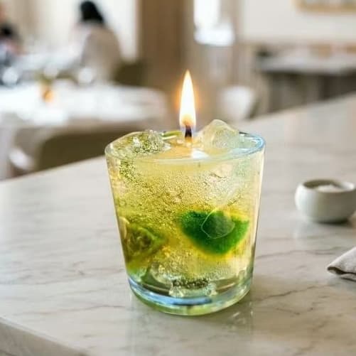 Vela Aromática Caipirinha/ Recipiente vidro/ Vela Perfumada/ Cera Gel/ Limão/ Vela de Drink
