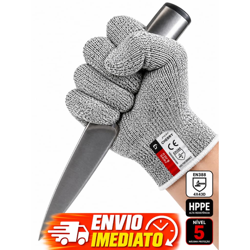 Luva De Proteção Anti Corte Nível 5 Tamanho Único Material Tricotado 1, 2, 3 Pares