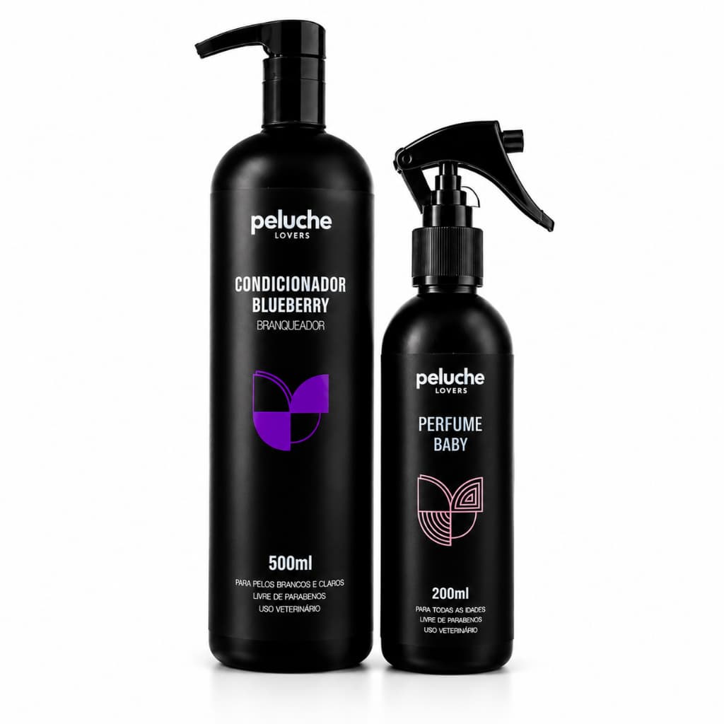 Condicionador Perfume Baby Peluche Kit Banho Pet para Cães Hidratação Perfumação Banho e Tosa