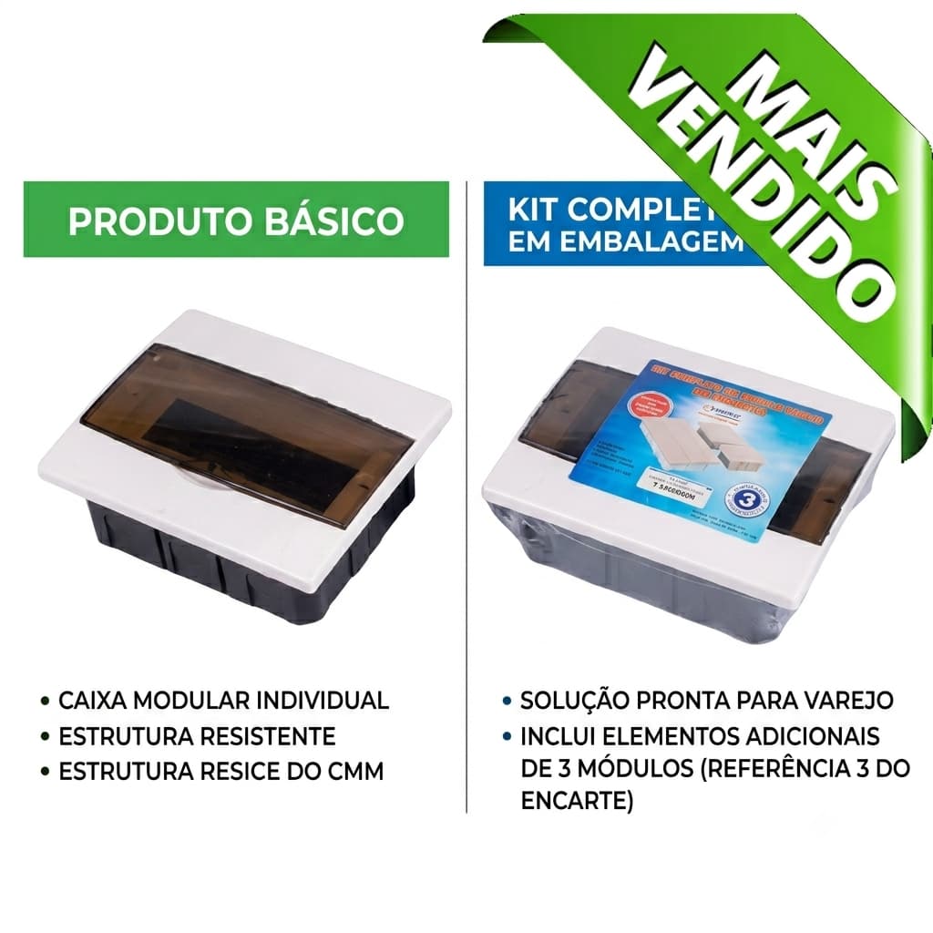 Caixa de Distribuição de Sobrepor / Embutir para Disjuntores (Com Tampa preta)