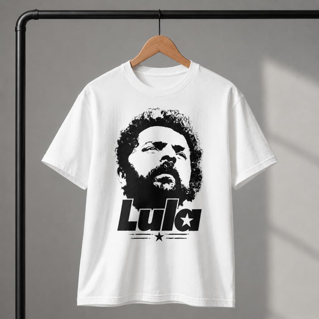 Camiseta Masculina Unissex Branca Estampa Política Brasil Manga Curta Casual Confortável