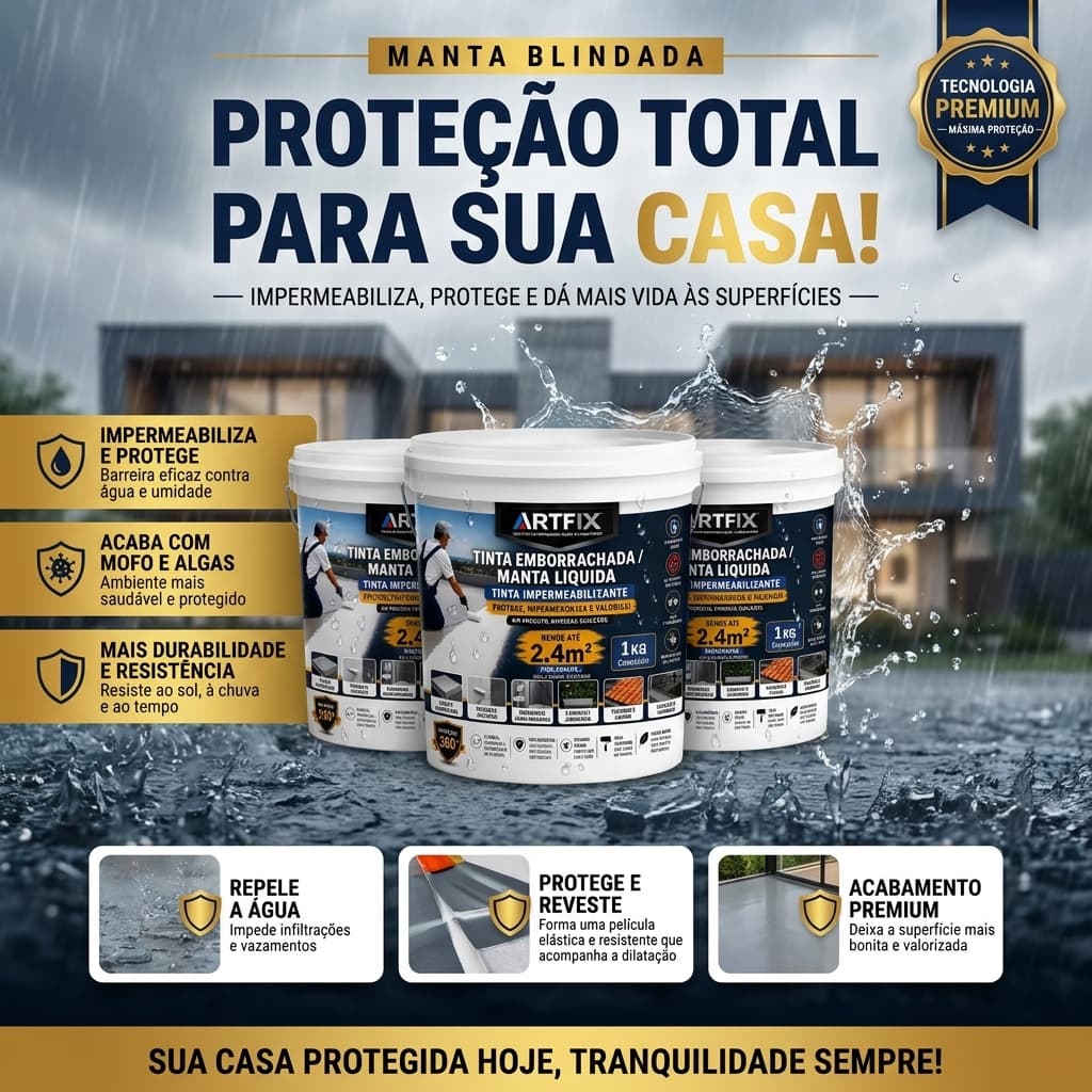 QUEIMA DE ESTOQUE - Manta Líquida 1 Kg Tinta Emborrachada para Parede e Telhado