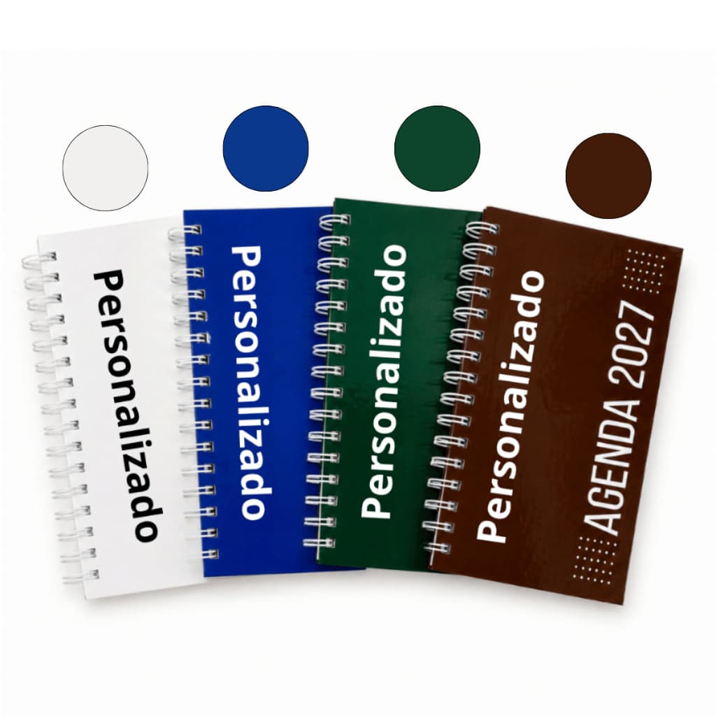 Kit 30 ou 50 Agendas 2027 Personalizada Capa Dura A5 Miolo Permanente Wire-o com 210 Folhas