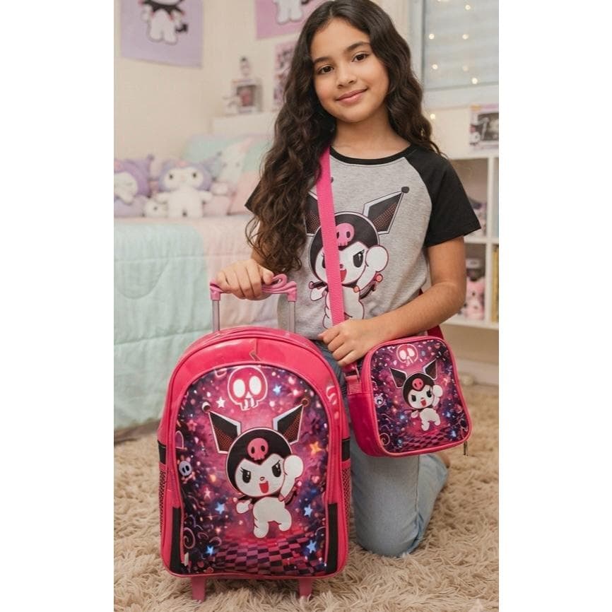 Mochila Rodinhas Kumori + Lancheira Termica