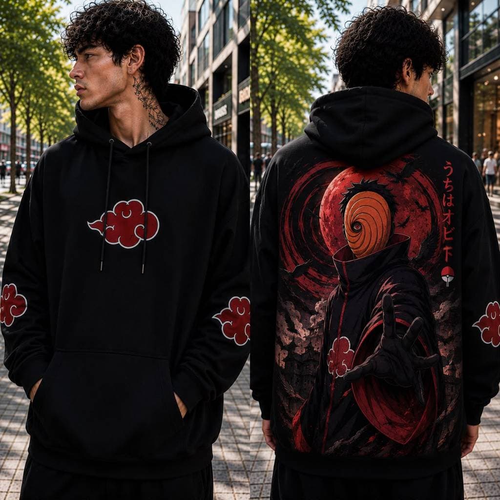 Moletom Masculino Preto Akatsuki Tobi Mascara Laranja Streetwear - Envio Imediato