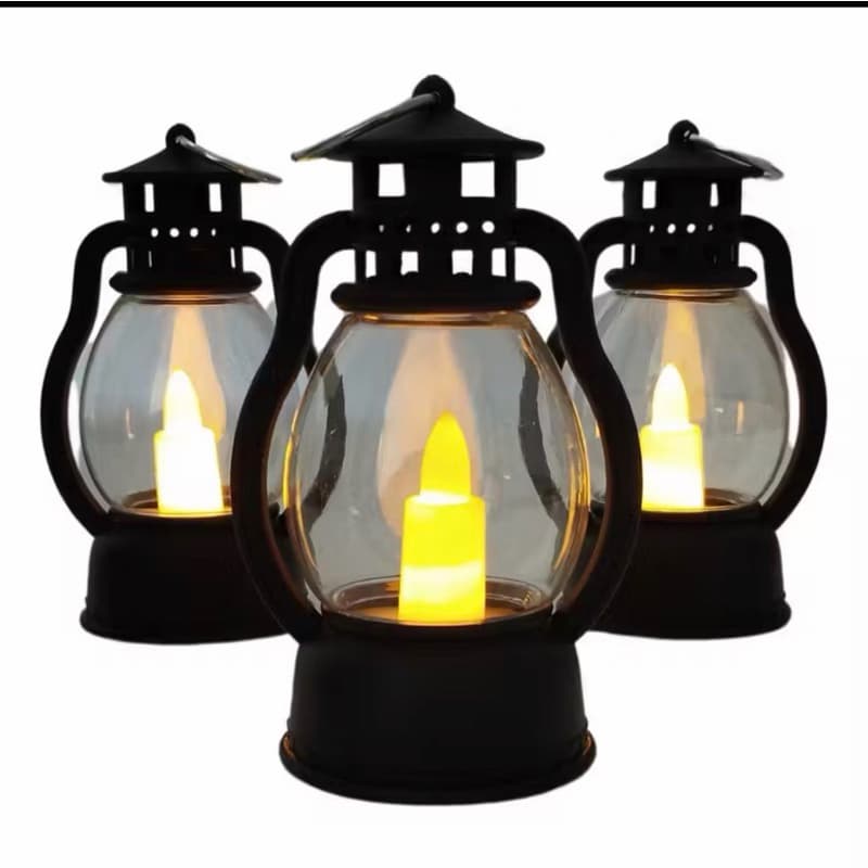 Kit Mini Lampião Retrô LED 9cm 3,6,10 e 12 Unidades Luminária Decorativa Vintage Efeito Vela para Mesa Casamento e Natal
