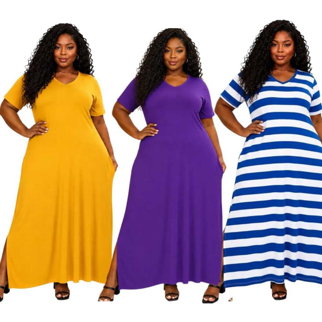 Vestido Feminino Longo com Fenda Lateral Moderna plus size g1 ao g3 44 ao 52