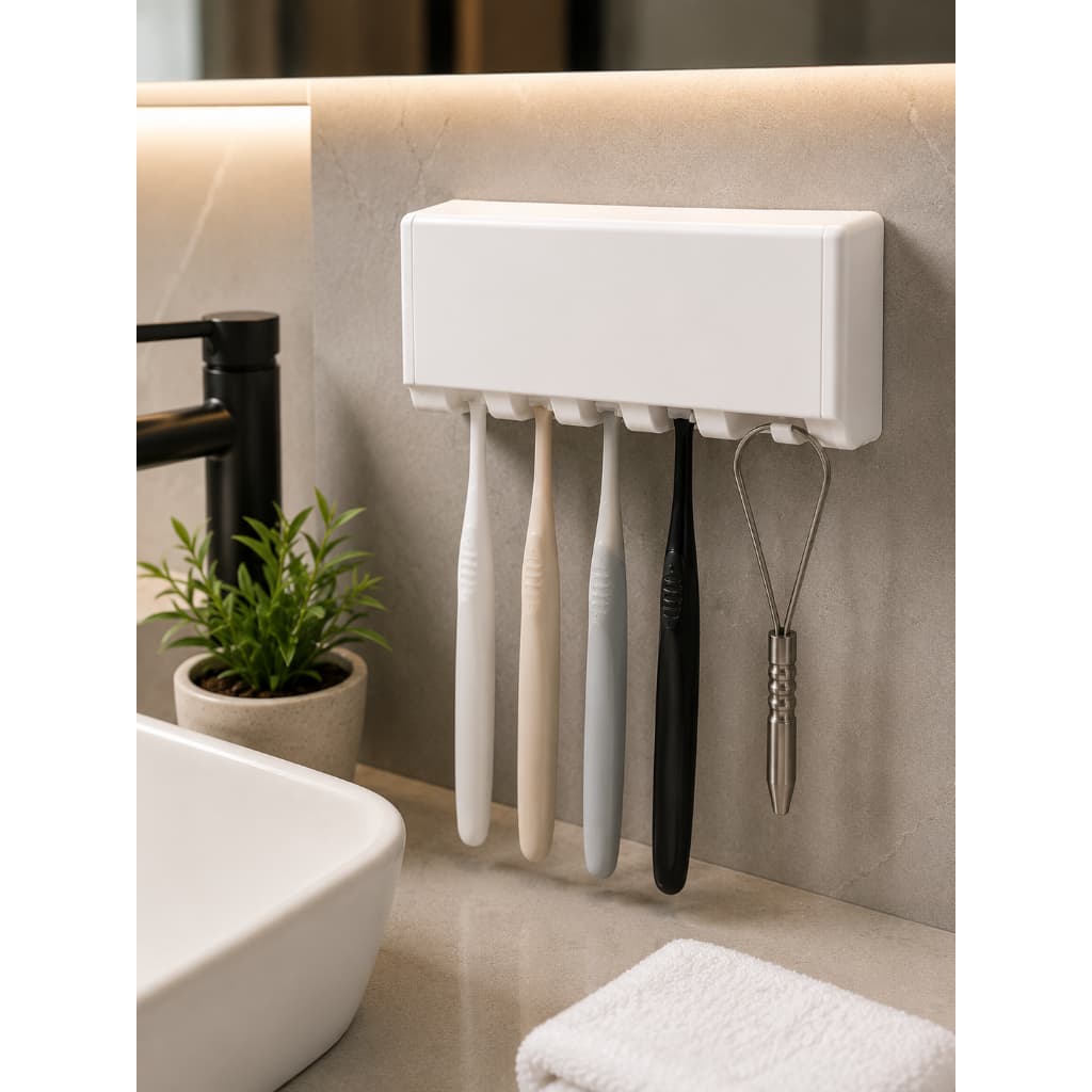 Porta Escova de Dente de Parede | Organizador para Escovas e Creme Dental | Banheiro Moderno