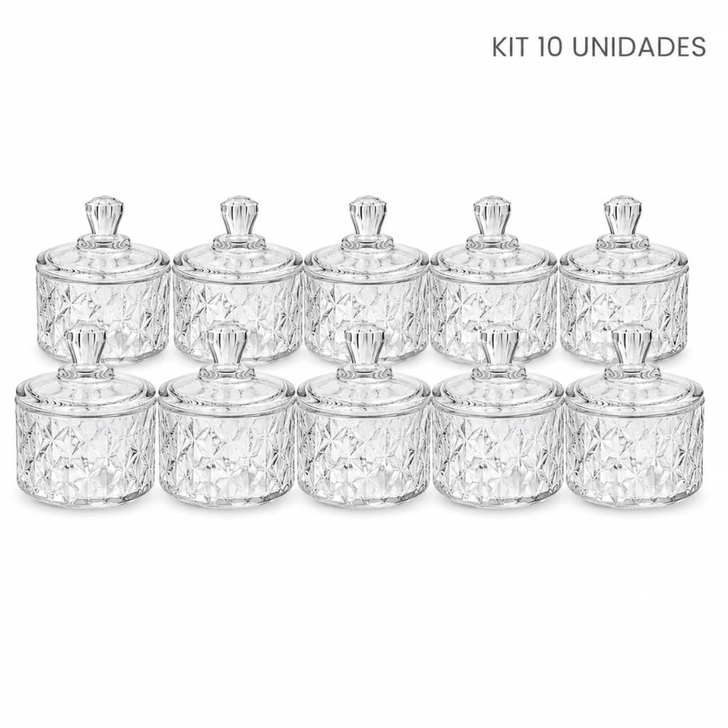 Kit 10 Mini Bomboniere Potiche de Vidro com Tampa 88ml – Porta Joias, Vela Aromática, Casamento e Aniversário Ander_04