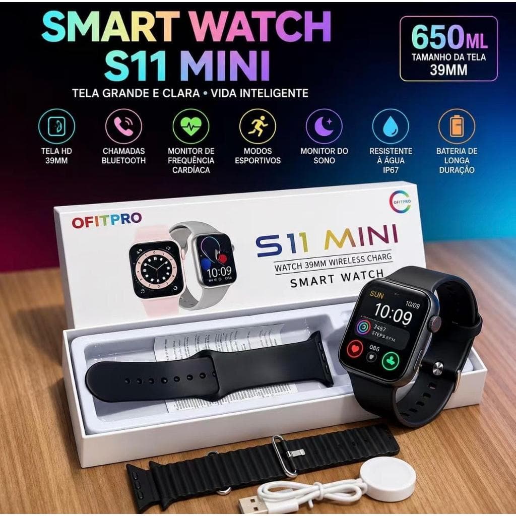 Relógio Smartwatch S11 Série 11 AMOLED 2.02" GPS Bluetooth Monitor Cardíaco Pressão Arterial Oxigênio Esportivo Android