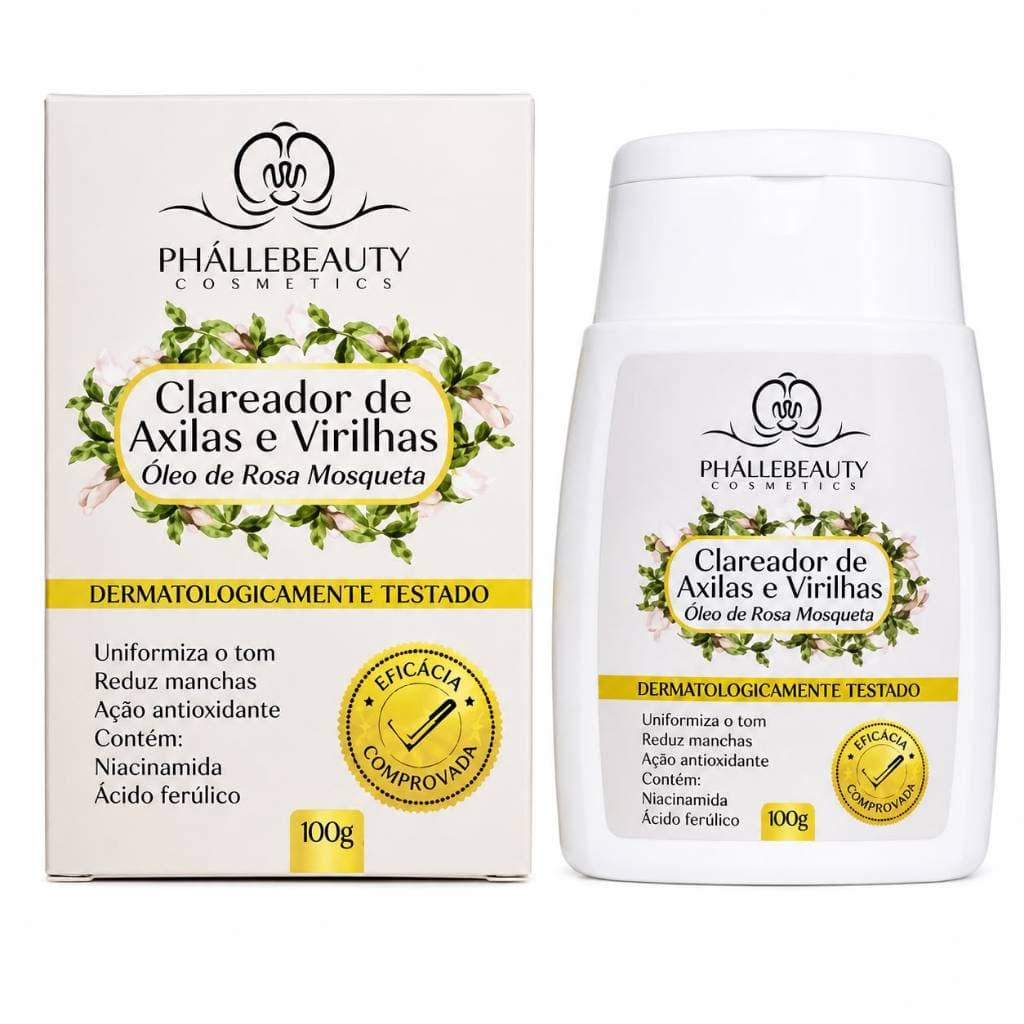 Clareador de Axilas e Virilhas com Óleo de Rosa Mosqueta Phállebeauty 100g