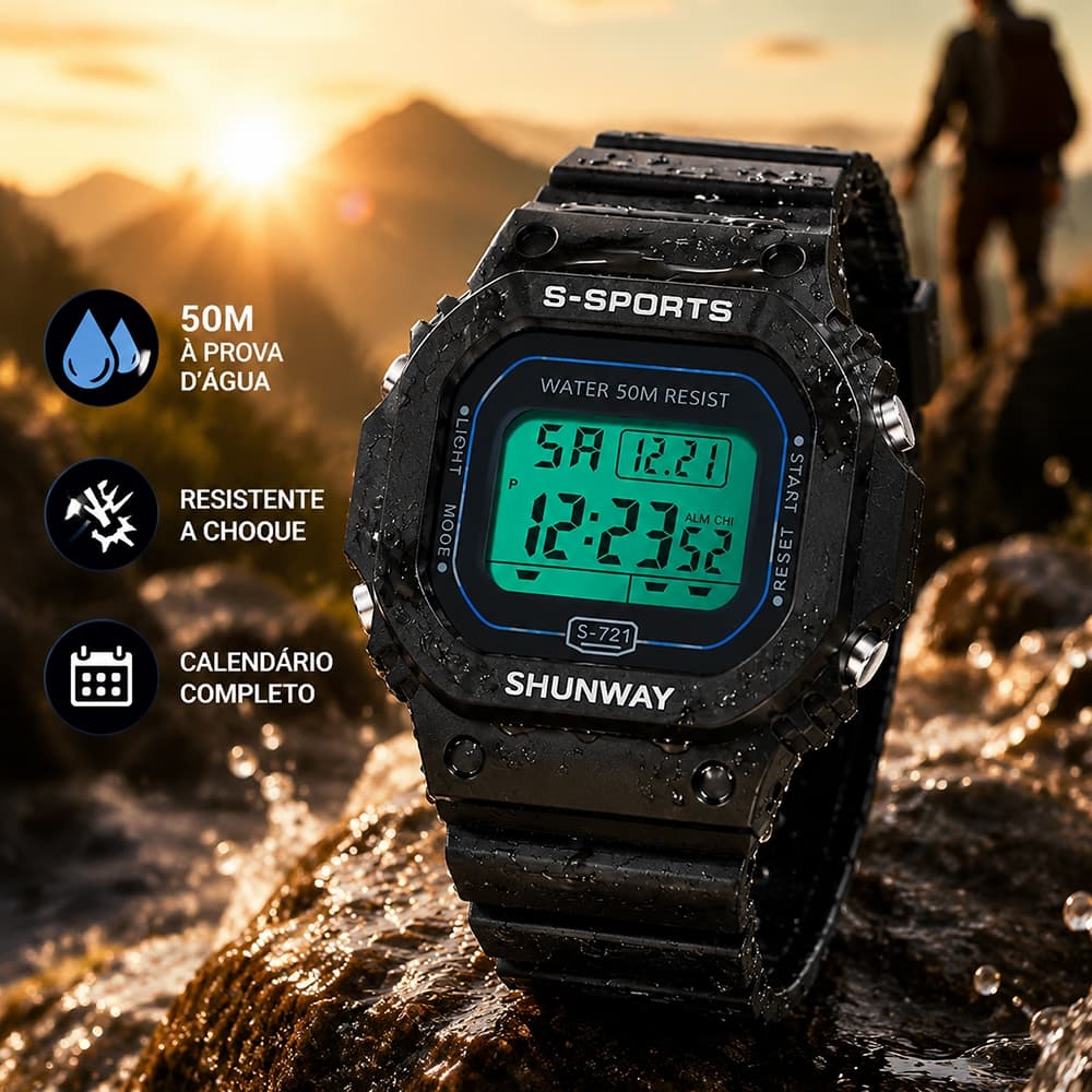 Relógio Masculinos A Prova D Água Digital Original Silicone Relógios Esportivas Cronômetro Quadrado