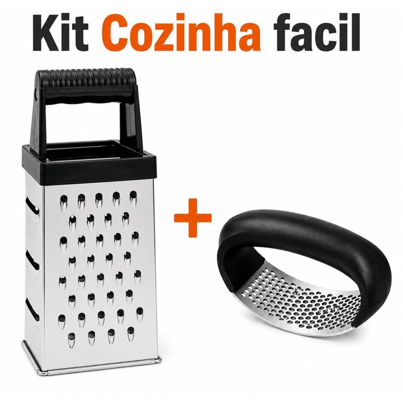 Kit Cozinha Raladador + Espremedor e Amassador de Alho Triturador Utensílios Fácil de Usar Inox