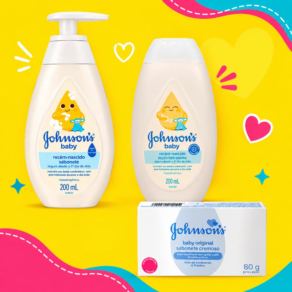 Kit Hidratante Sabonete Líquido e Barra Bebê Johnsons Baby