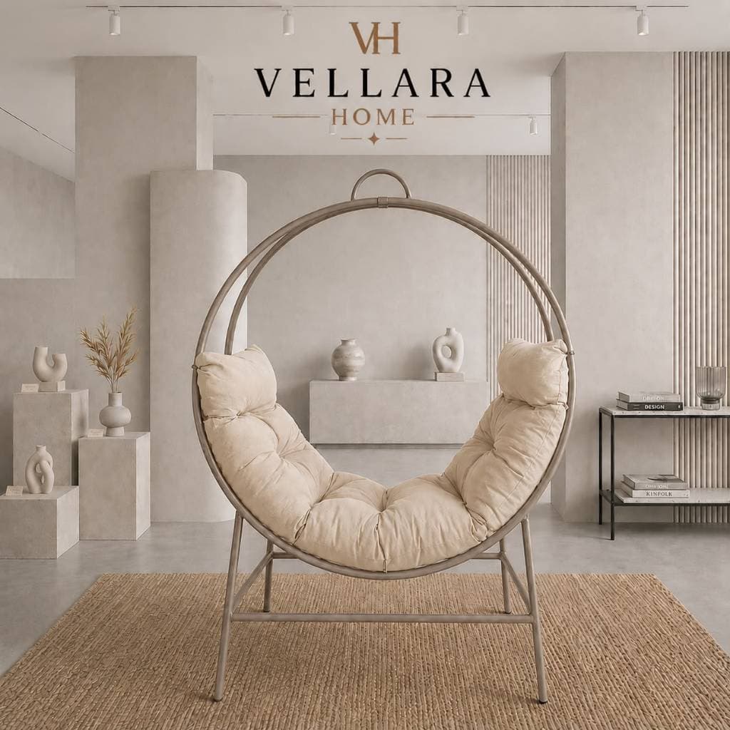 Namoradeira cadeira Lua Redonda em Ferro Estrutura em ferro estofado veludo | Poltrona Casal Decorativa para Sala,