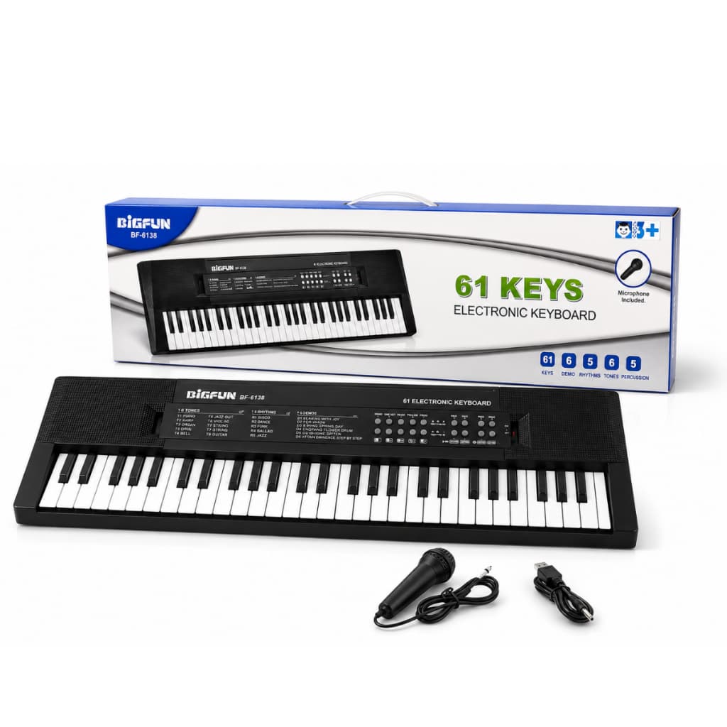 Teclado Eletrônico Órgão 61 Teclas Com Microfone
