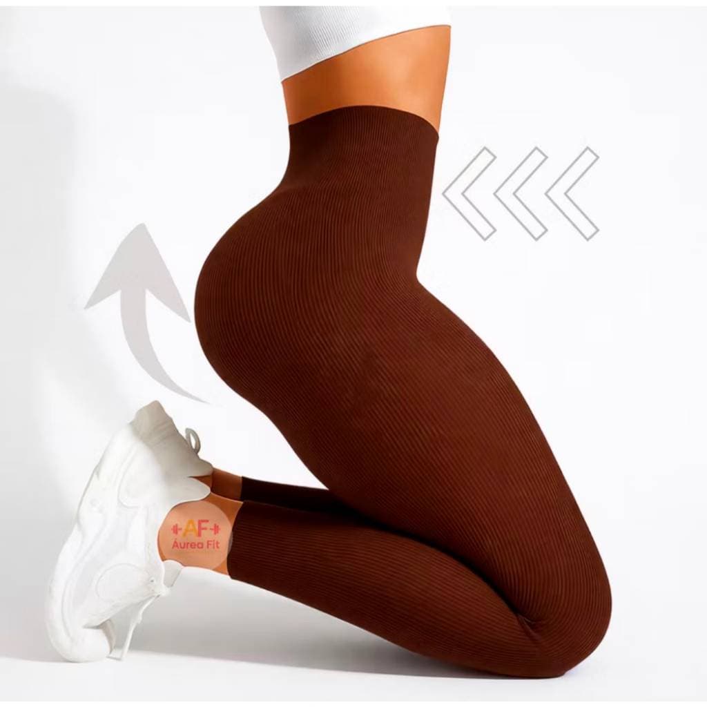 Calça Legging Feminina Esportiva Canelada Poliamida Premium Cos Alto Academia Elástico Fitness Confortável Modeladora