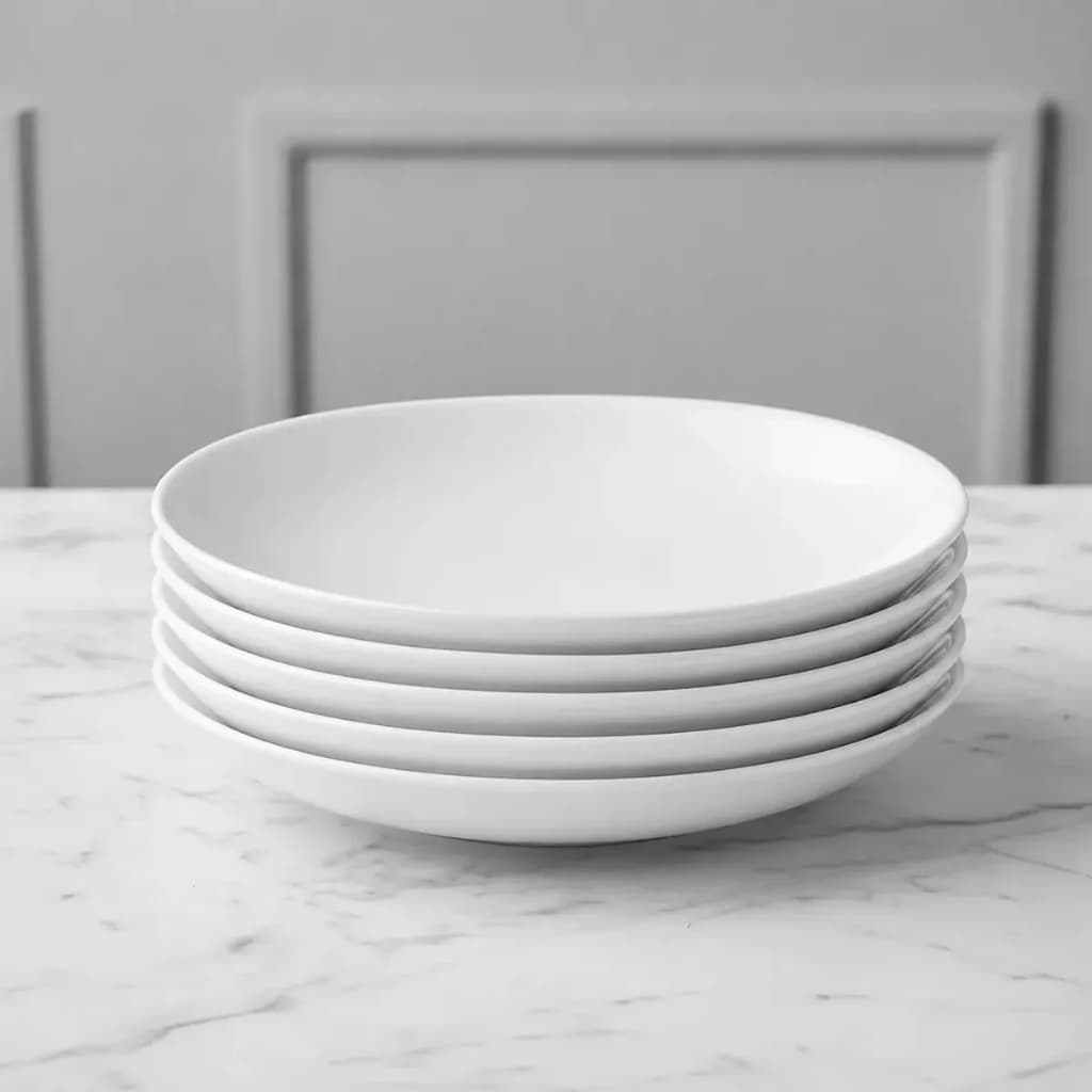 Jogo 6 Pratos Fundos 25cm Opaline Redondo Branco Restaurante Casa Buffet Mesa Posta Hotel