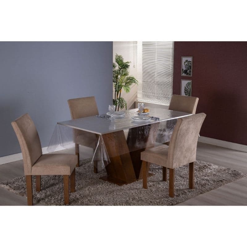 Toalha de Mesa PVC Transparente 1,40x1,40m - Impermeável e Fácil de Limpar