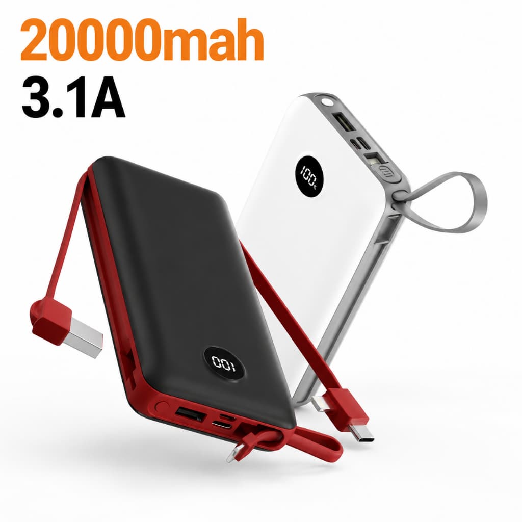 Power Bank Carregador Portátil 20.000mAh Duas entradas de carregamento Digital compatível com iPhone e Samsung