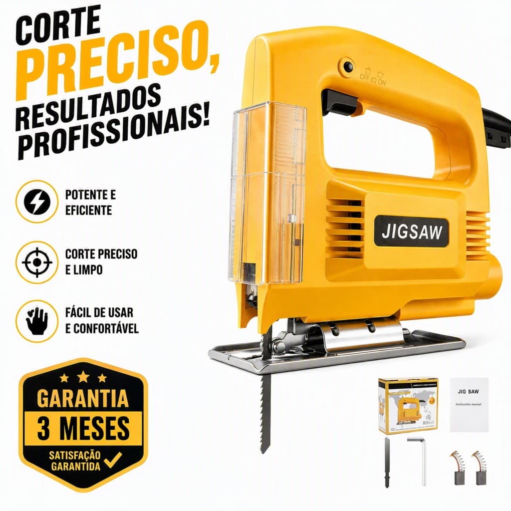 Serra Tico Tico Elétrica 850W Corte Rápido e Preciso Madeira Metal PVC Ajuste Angular 45°