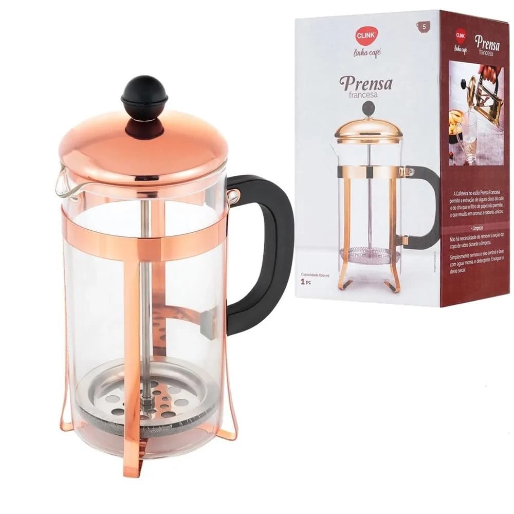 Cafeteira Prensa Francesa Vidro Inox Linha Café 350ml Premium.