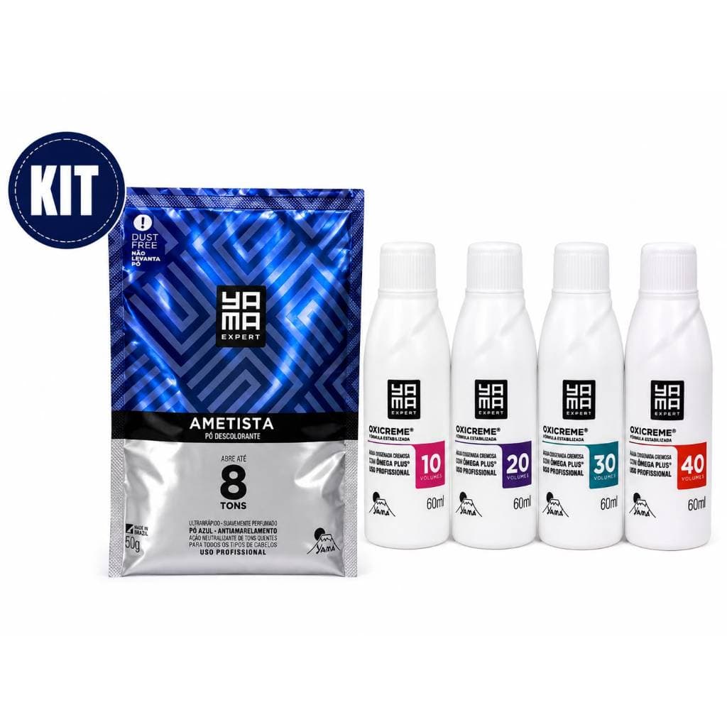 Kit Pó Descolorante 50g Platinado+ Agua Oxigenada Yama Expert Variações