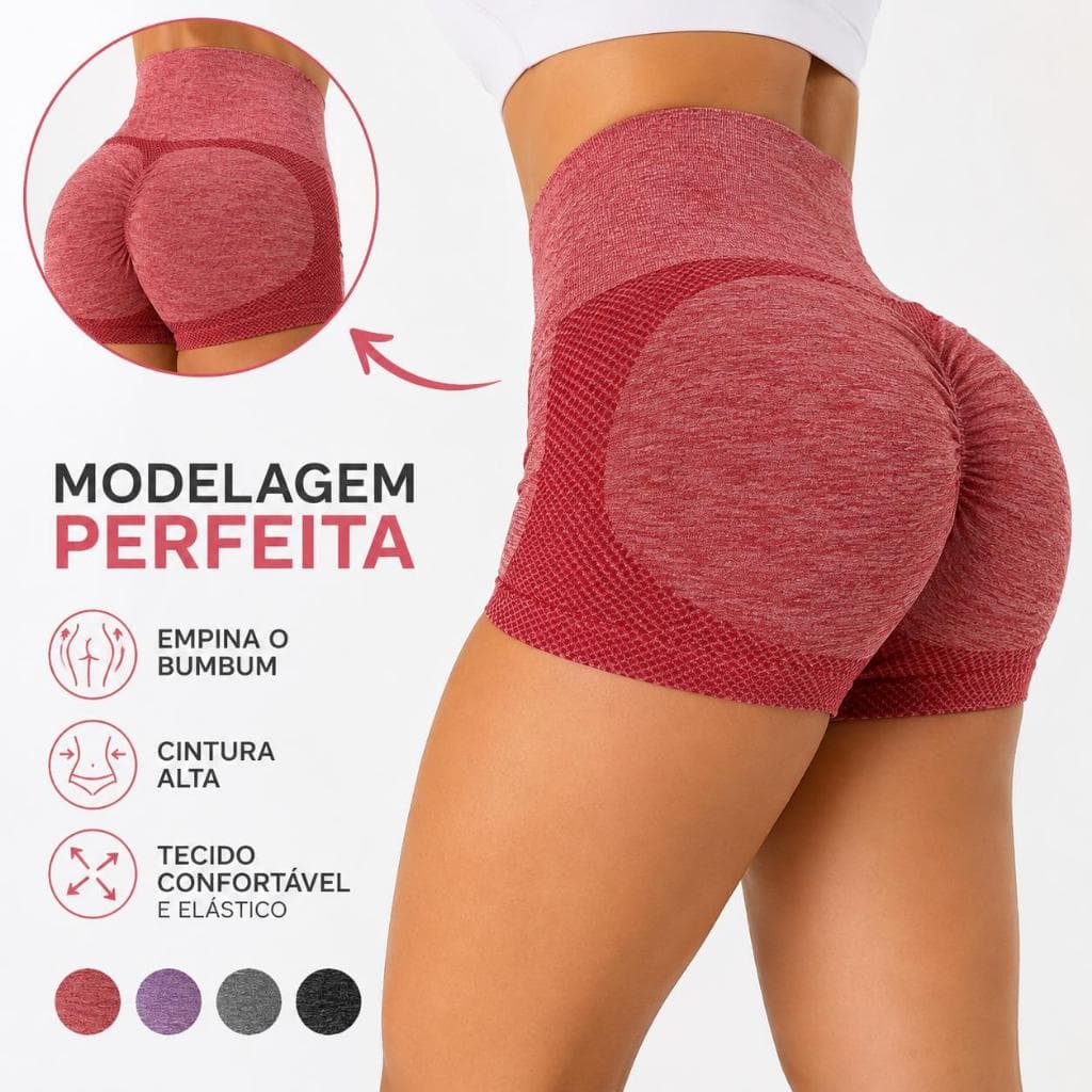 Short Feminino Modelador Fitness Cintura Alta Confortavél Empina Bumbum