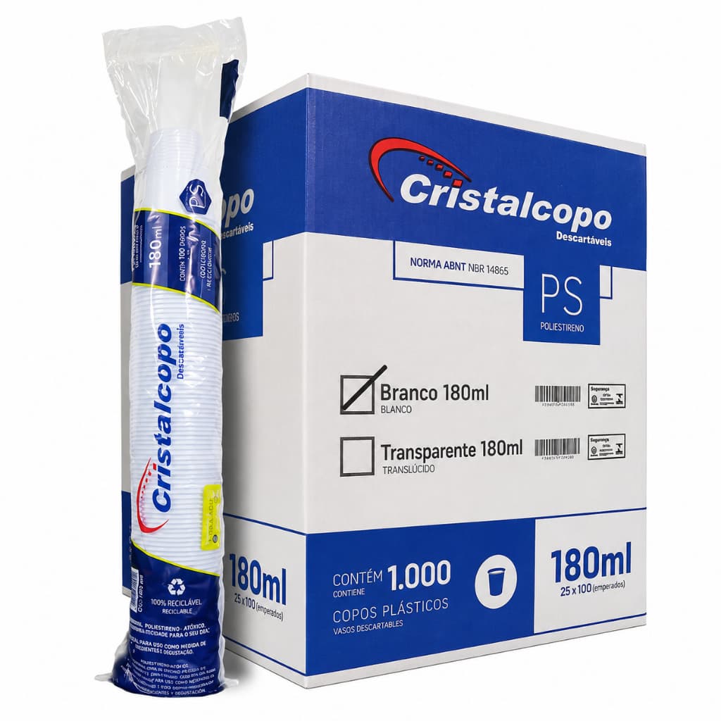 Caixa de Copo Descartável 180ml Com 1000 Unid Para Agua