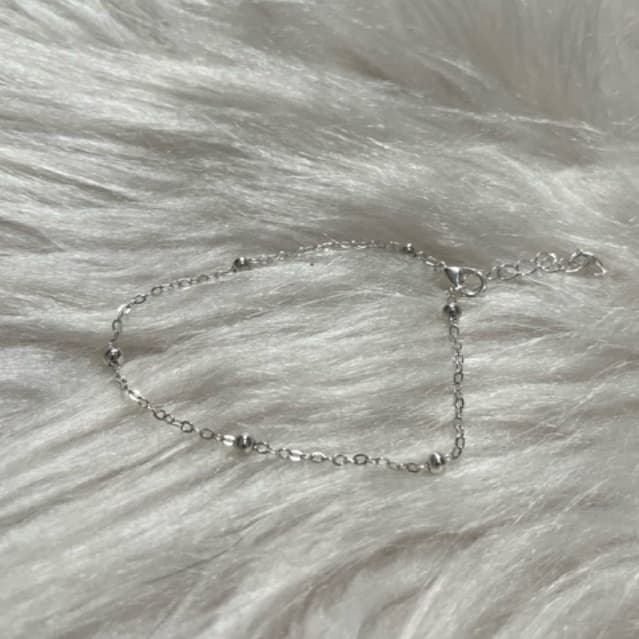 Pulseira Feminina e Masculina Prateada Ajustável | Coração Bolinhas Fio Estilo Prata