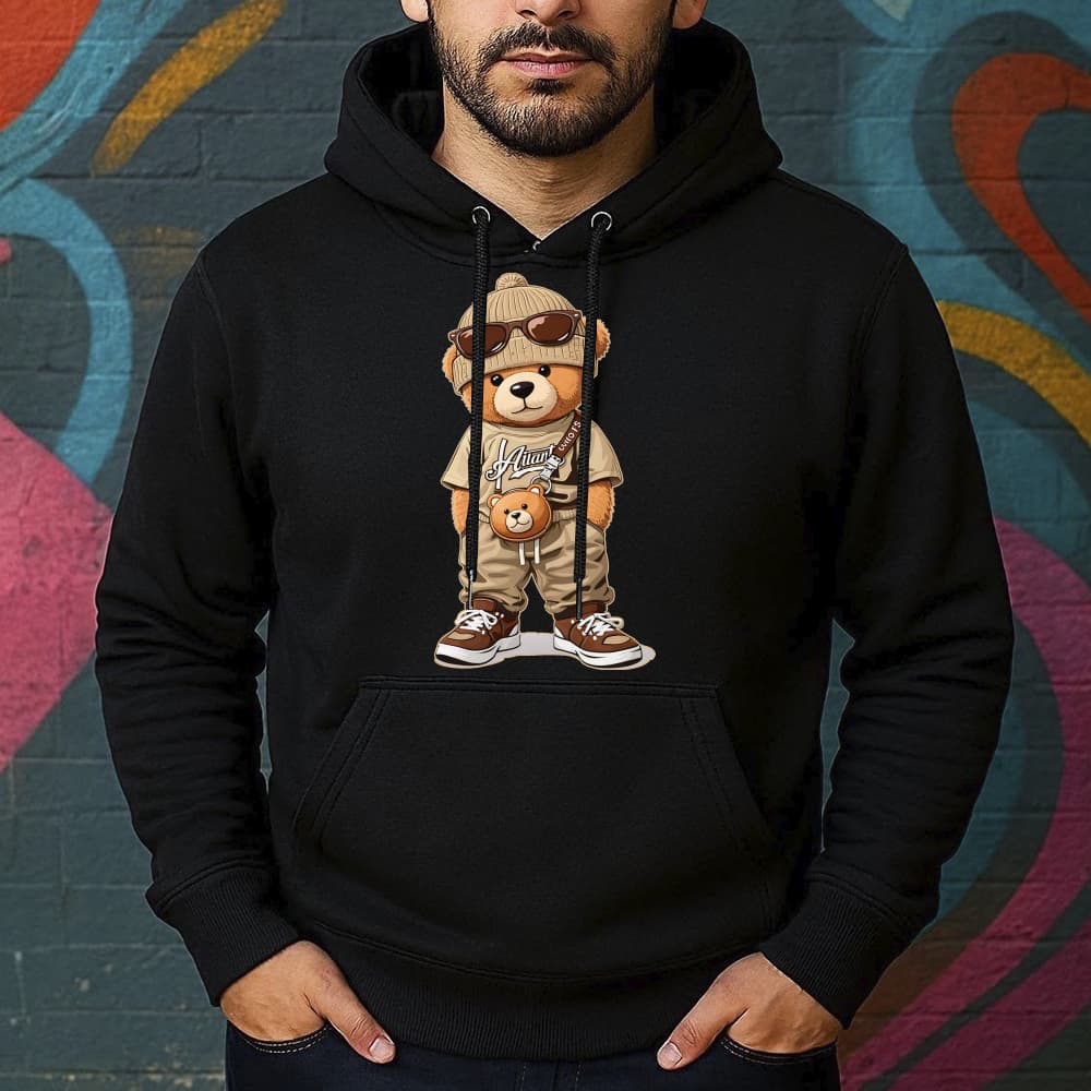 Blusa de Moletom Estampada Urso Tênis Canguru Masculina Confortável Do Tamanho P ao GG