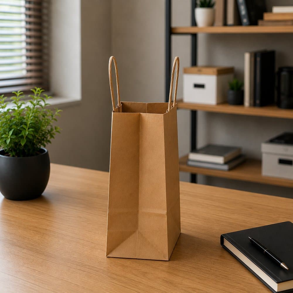 Sacola Kraft de papel para presente kit com 10 Tamanho M - Parda