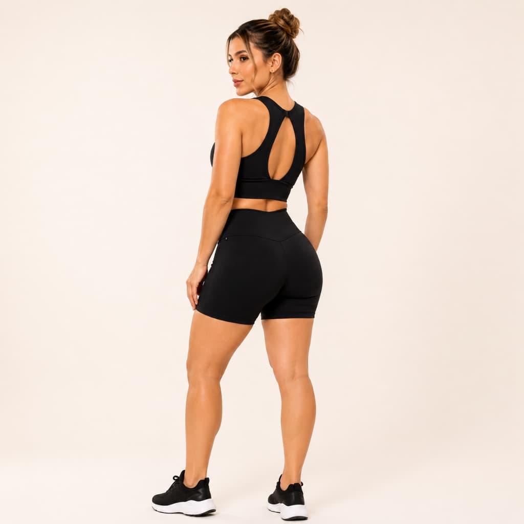 Conjunto Academia Short e Top Suplex Corrida Roupa de Treino Feminina Zero Transparência