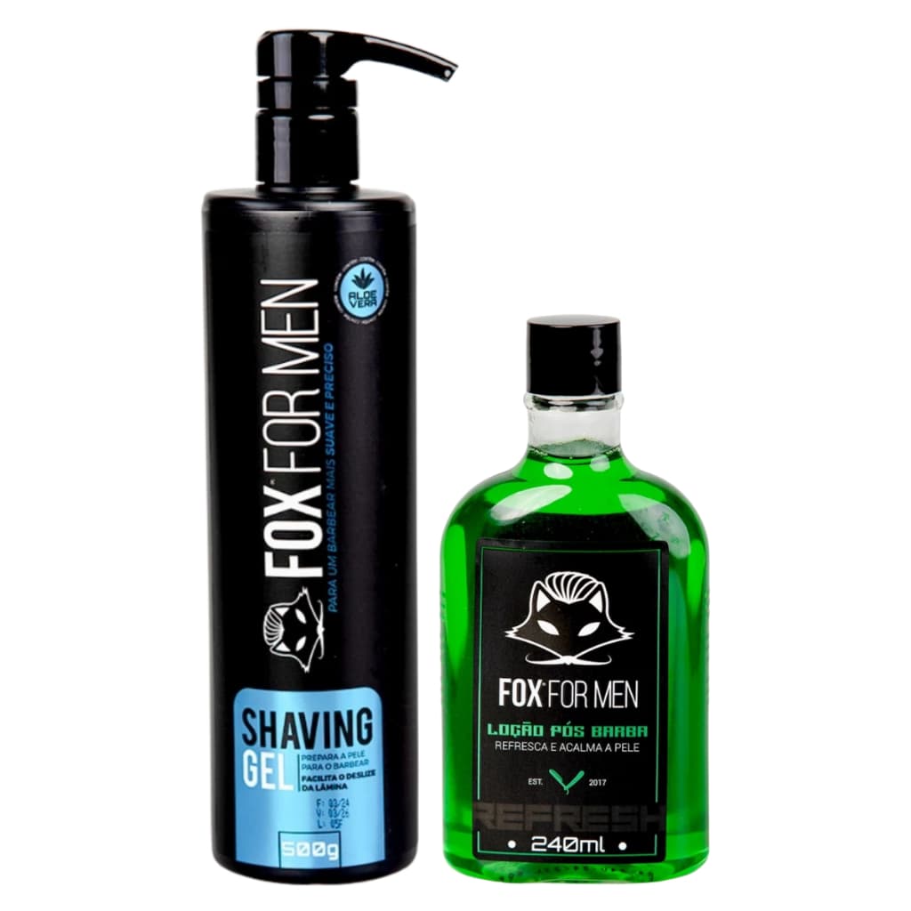 Kit Barba Shaving Gel 500g + Loção Pós Barba Calmante 240g - Fox For Men