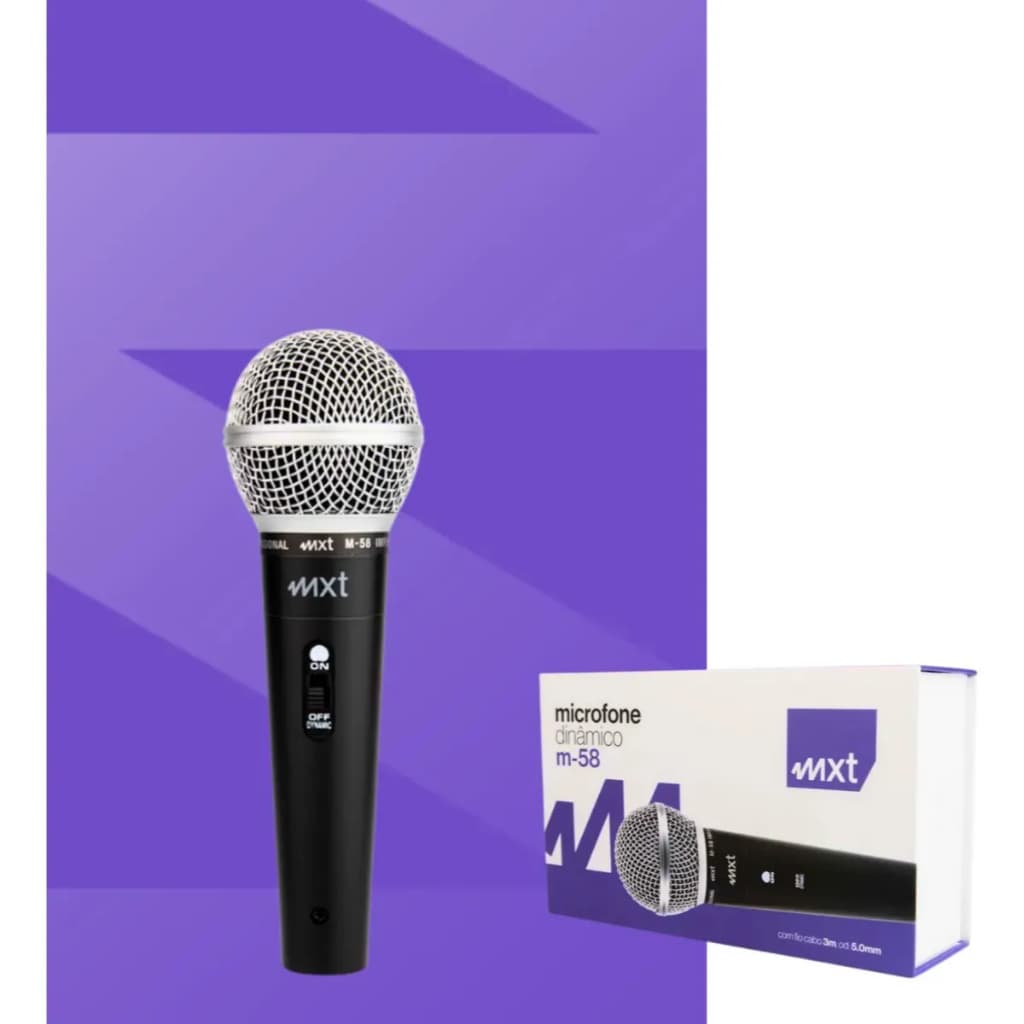 Microfone De Mão Dinâmico Profissional + Cabo 3m Mxt M-58