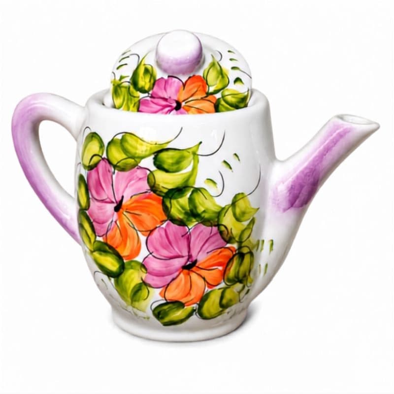 Bule 1Litro em Porcelana Pintura a Mão Esmaltado Com Brilho