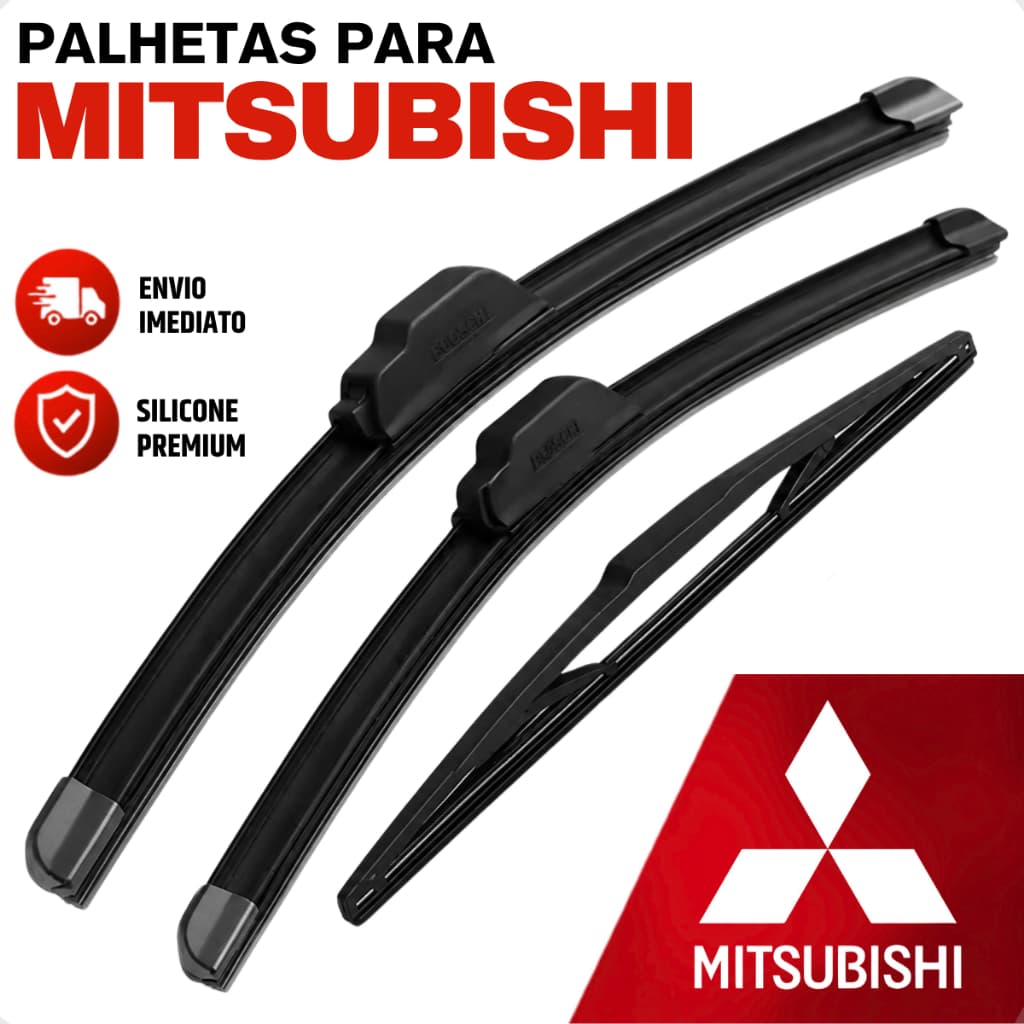 Jogo Palhetas Limpador de Parabrisa Dianteiro Traseiro Silicone Mitsubishi Asx L200 Pajero Dakar Sport Full Tr4 Lancer