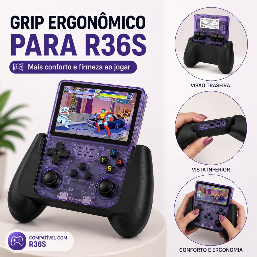 Grip de Mão Ergonômico R36S Acessório para Jogos Jogar Conforto Suporte De Mâo Retrô Portátil