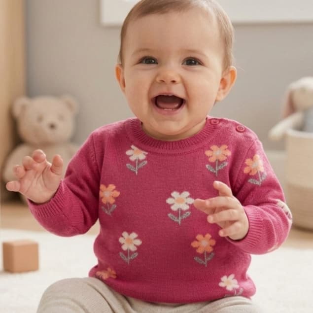 Blusa Tricot Infantil Bebê Menina Flores Roupa De Bebê Menina Blusa Infantil Menina Inverno