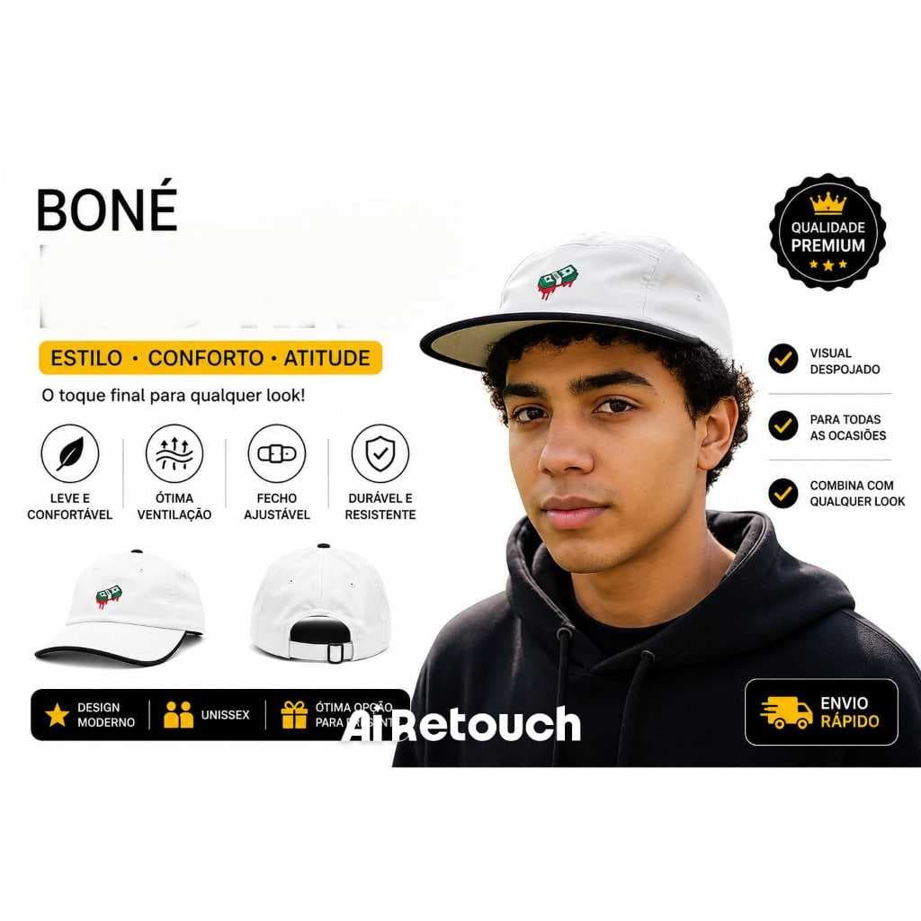 Boné Aba Reta Money Bege 5 Five Panel Fitão Original