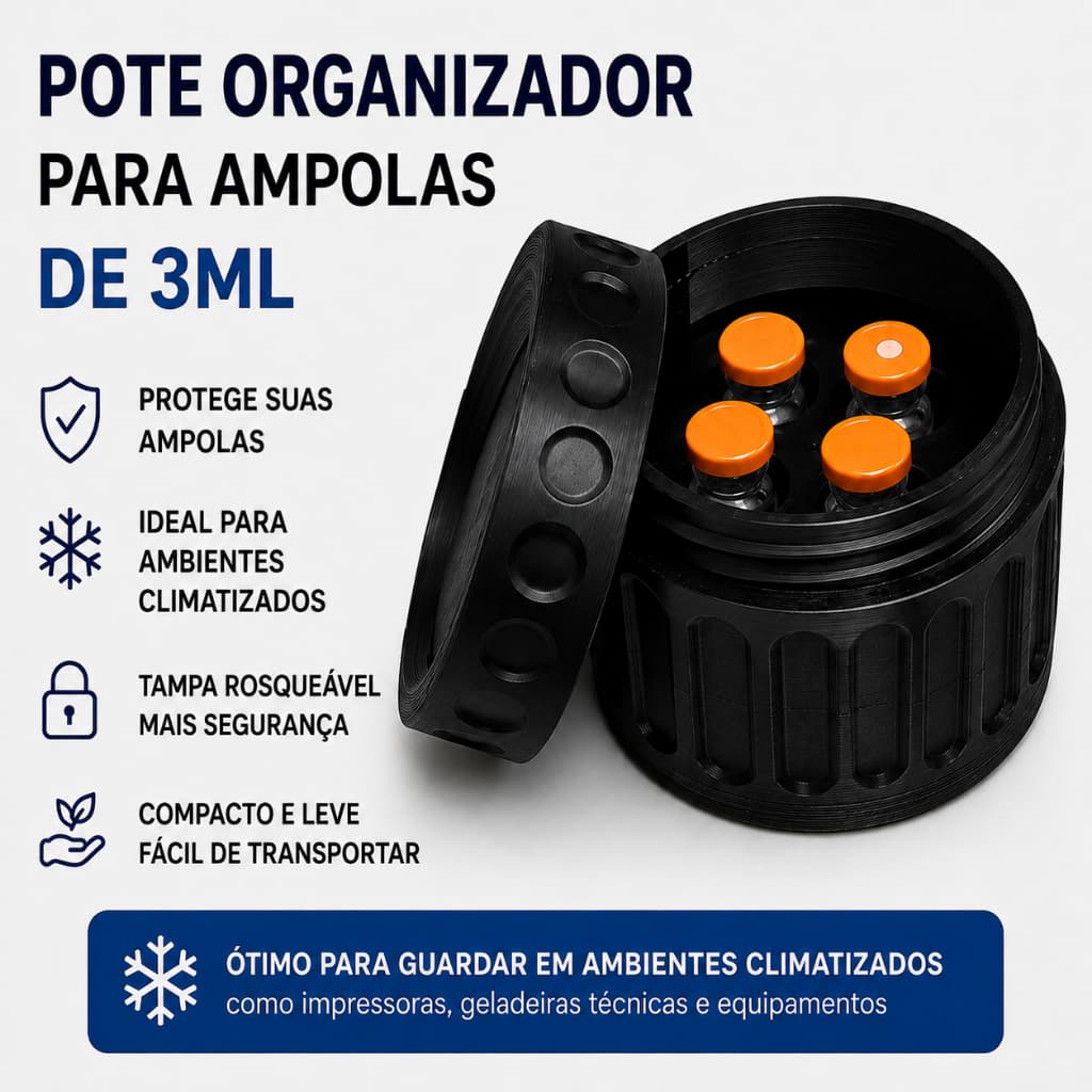 Porta Ampolas 4 Unidades Case Rígida Para TG e Lipoless