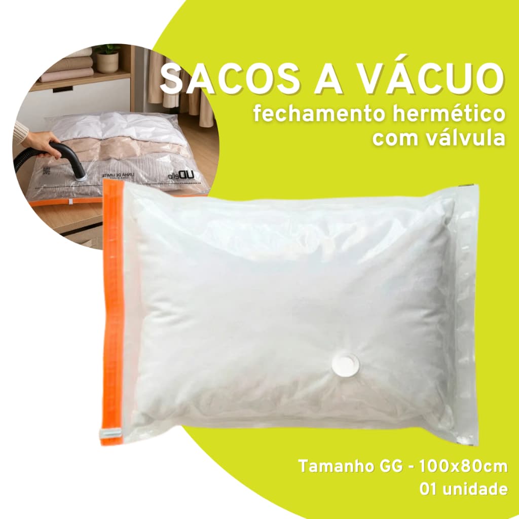 Saco Vácuo para otimizar roupas na mala Bag GG 80x100cm com Válvula para Armazenamento prático viagens