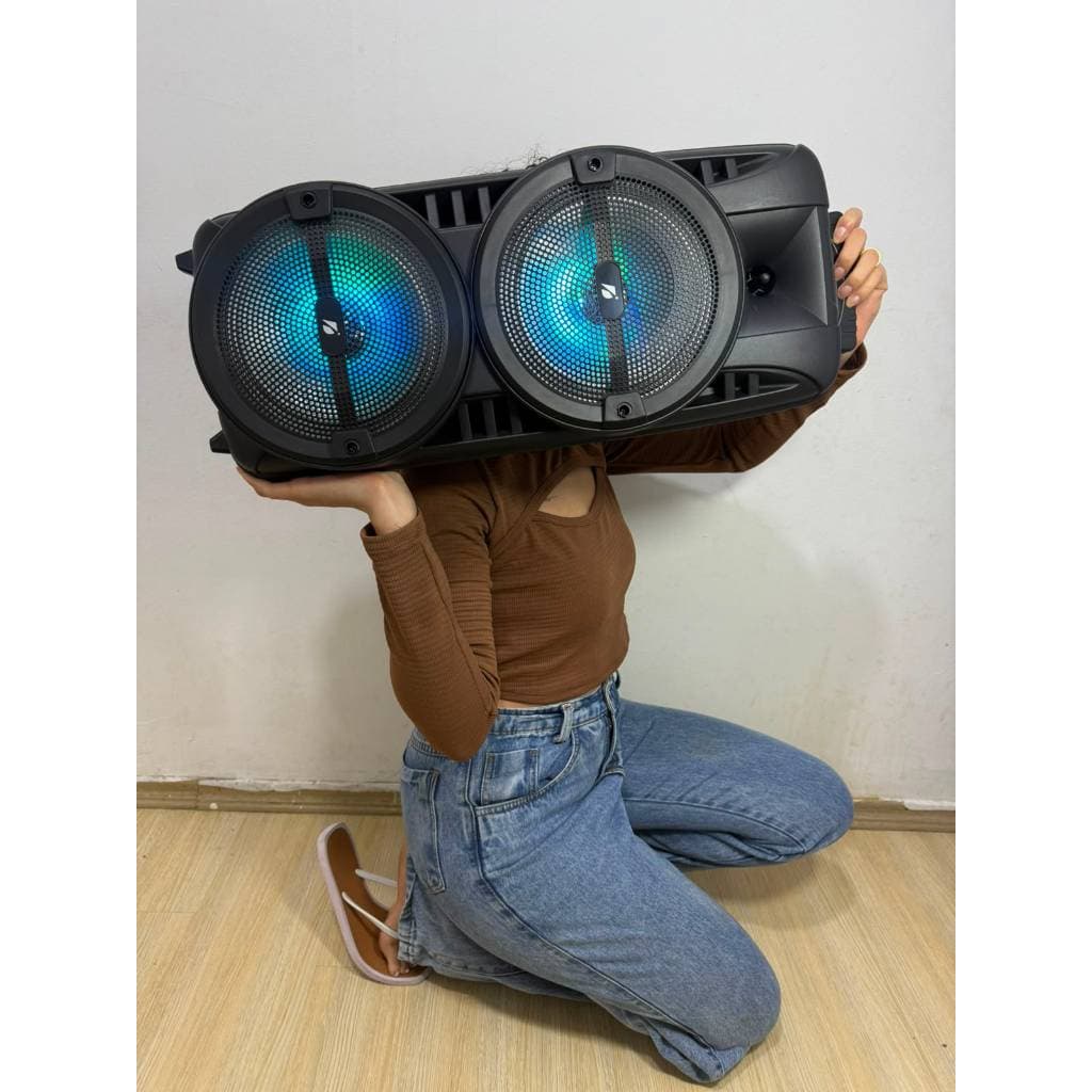 caixa de som amplificada gigante 6000w 8` 75cm (microfone e controle)