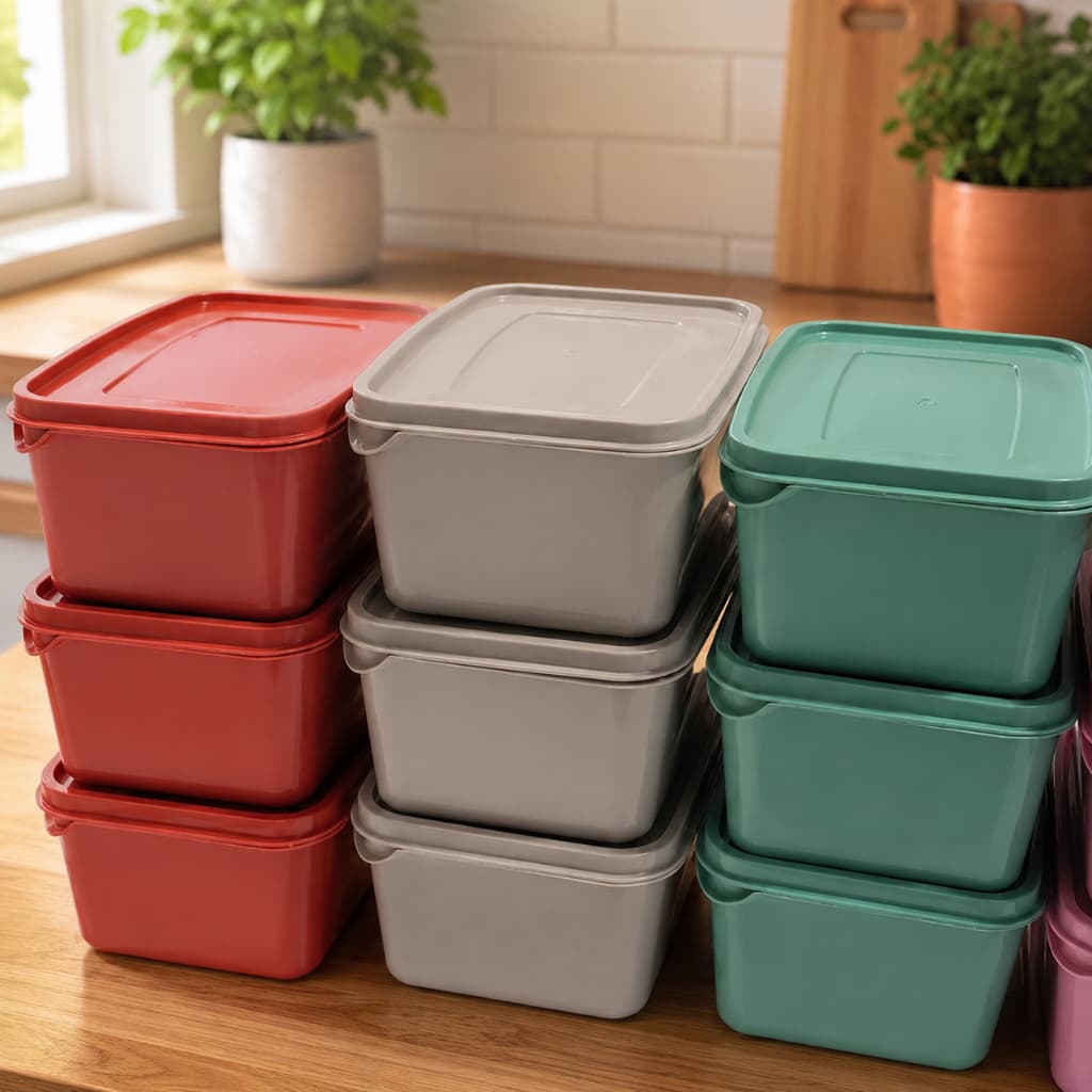 Kit 4 Potes Retangular Armazenamento Alimentos Tampa Marmita BPA Free Micro ondas