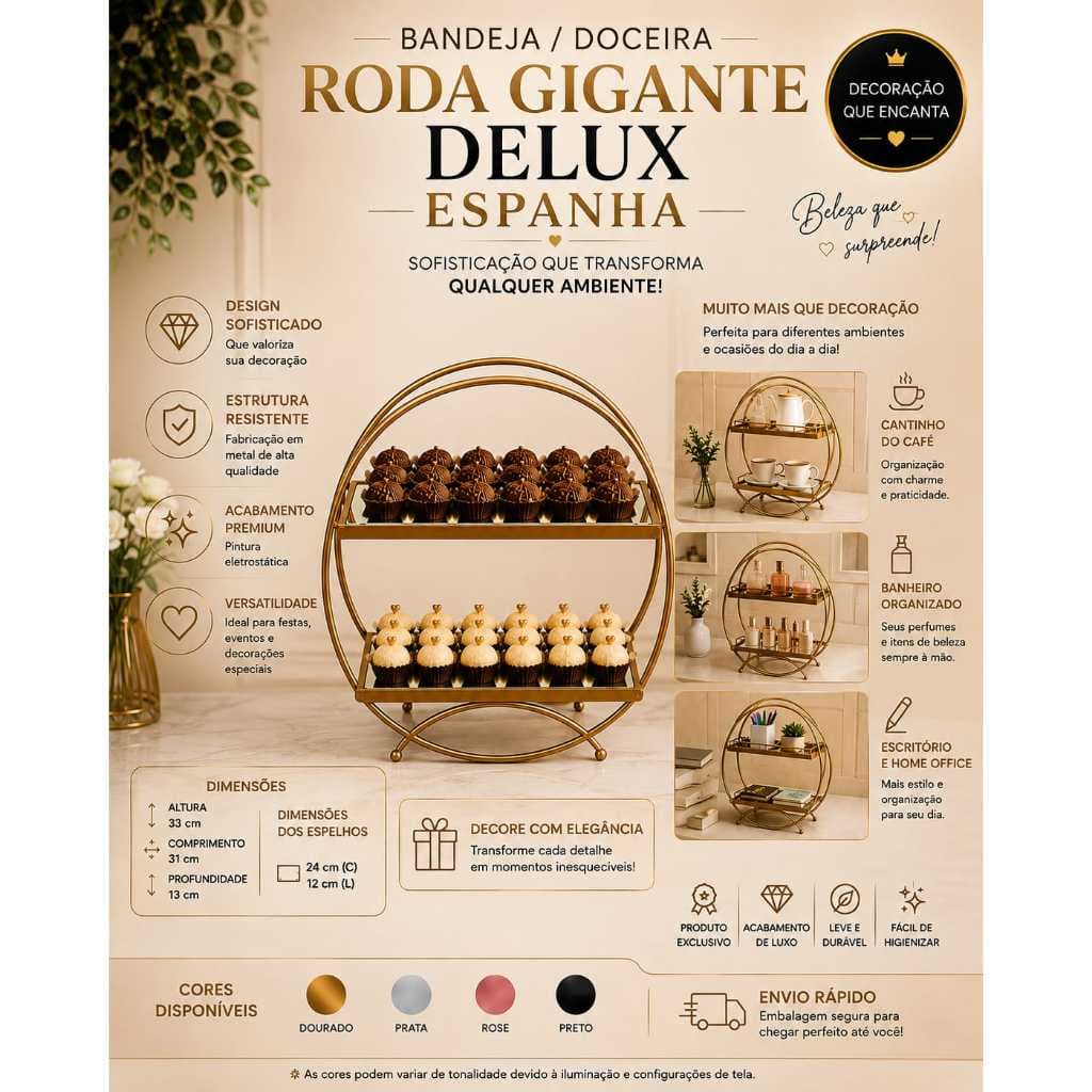 BANDEJA\ DOCEIRA RODA GIGANTE DELUX ESPANHA PARA DECORAÇÕES DE FESTAS E AMBIENTES