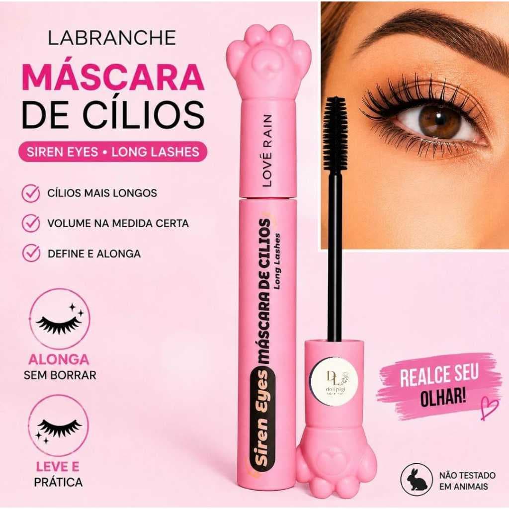 Máscara de Cílios Love Rain Siren Eyes Long Lashes Rímel Alongador Cílios Longos Maquiagem para Olhos