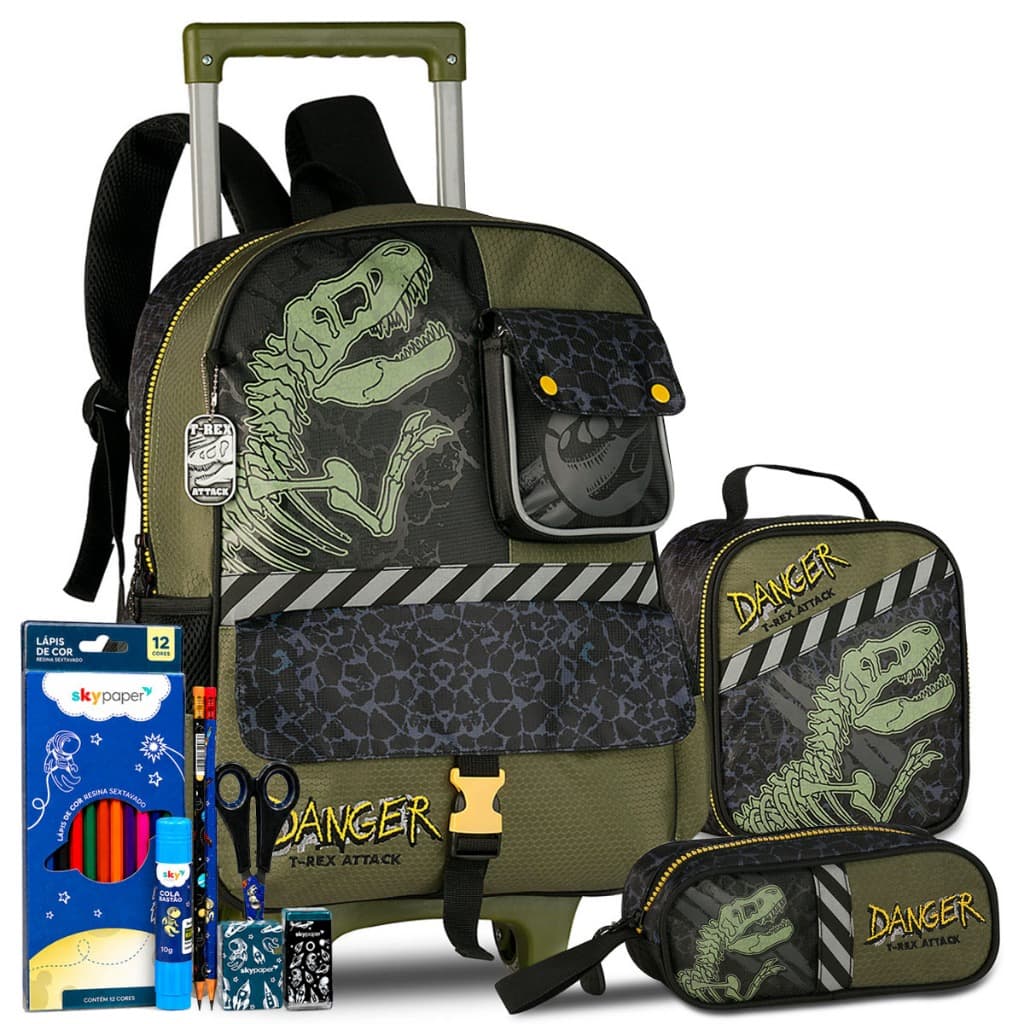 Kit Mochila Infantil Meninos Escolar Lancheira Estojo Brinde