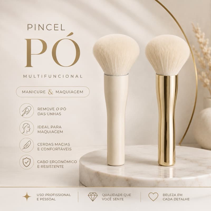 Pincel para Pó de Unha e Maquiagem Manicure Nail Designer Pincel para Pó Facial