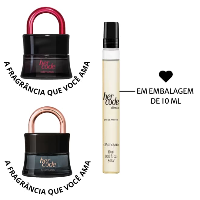 Her Code Ou Her Code Clímax Eau de Parfum -  Perfume Feminino de Bolso 10ml