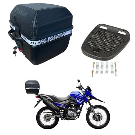 Baú Bauleto Carbon 33 Litros - Glider Universal  Baú Para Moto Compacto e Reforçado